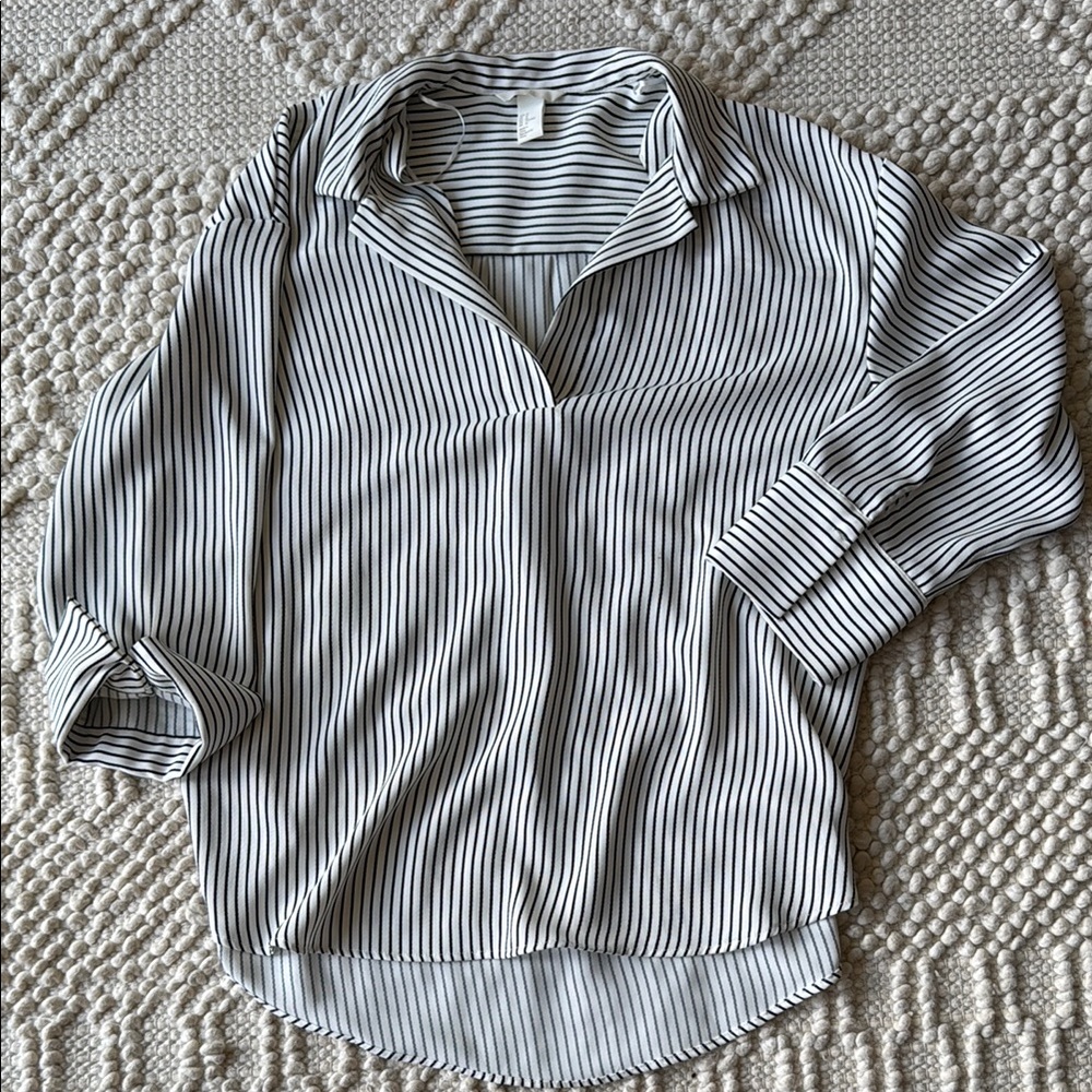 H&M Black and White Striped Shirt